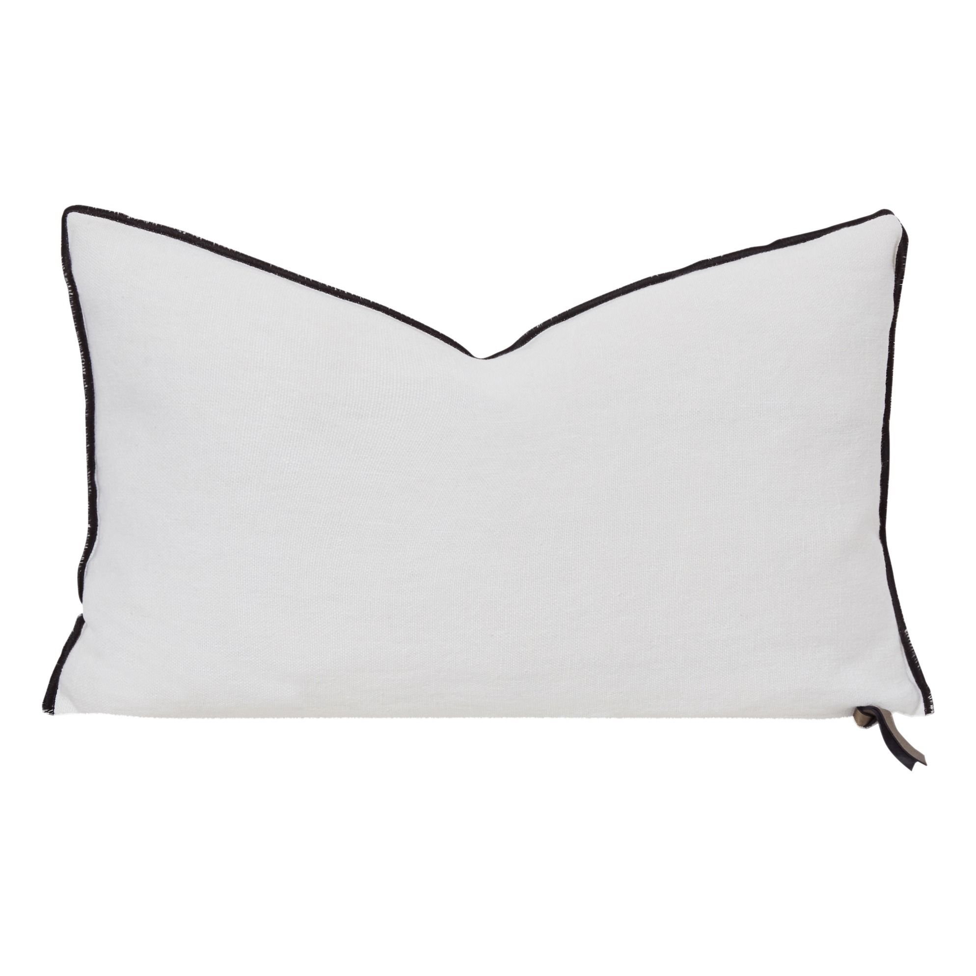 Maison de vacances - Coussin Vice Versa Black Line en lin stone washed - Blanc