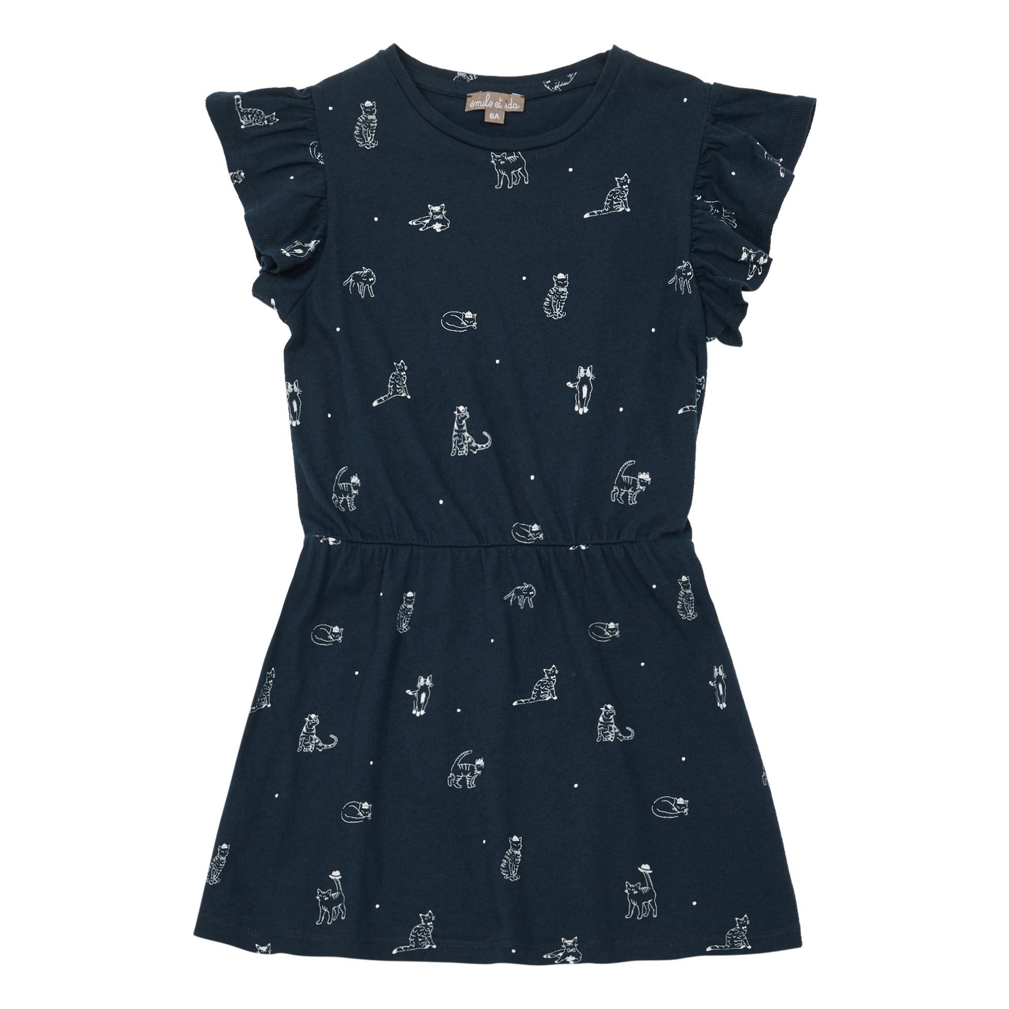 Emile et Ida - Robe Jersey Chats - Fille - Gris anthracite