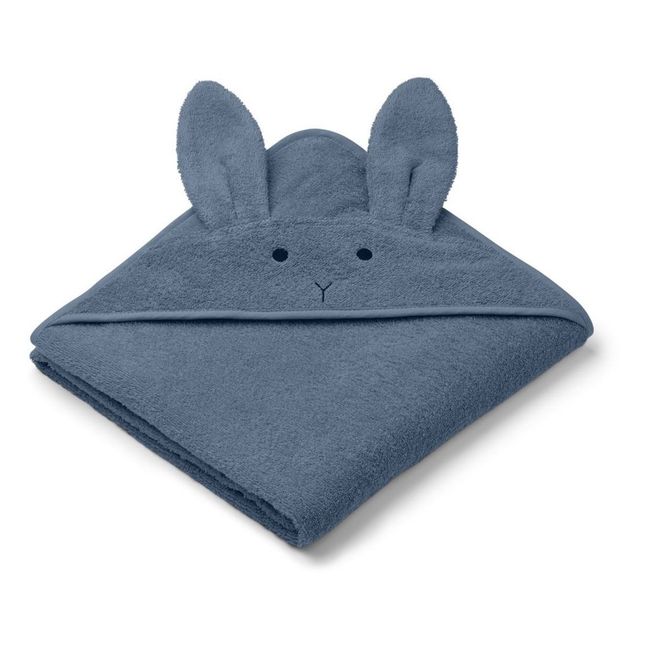 Augusta hooded bath towel in organic cotton terry cloth Blue