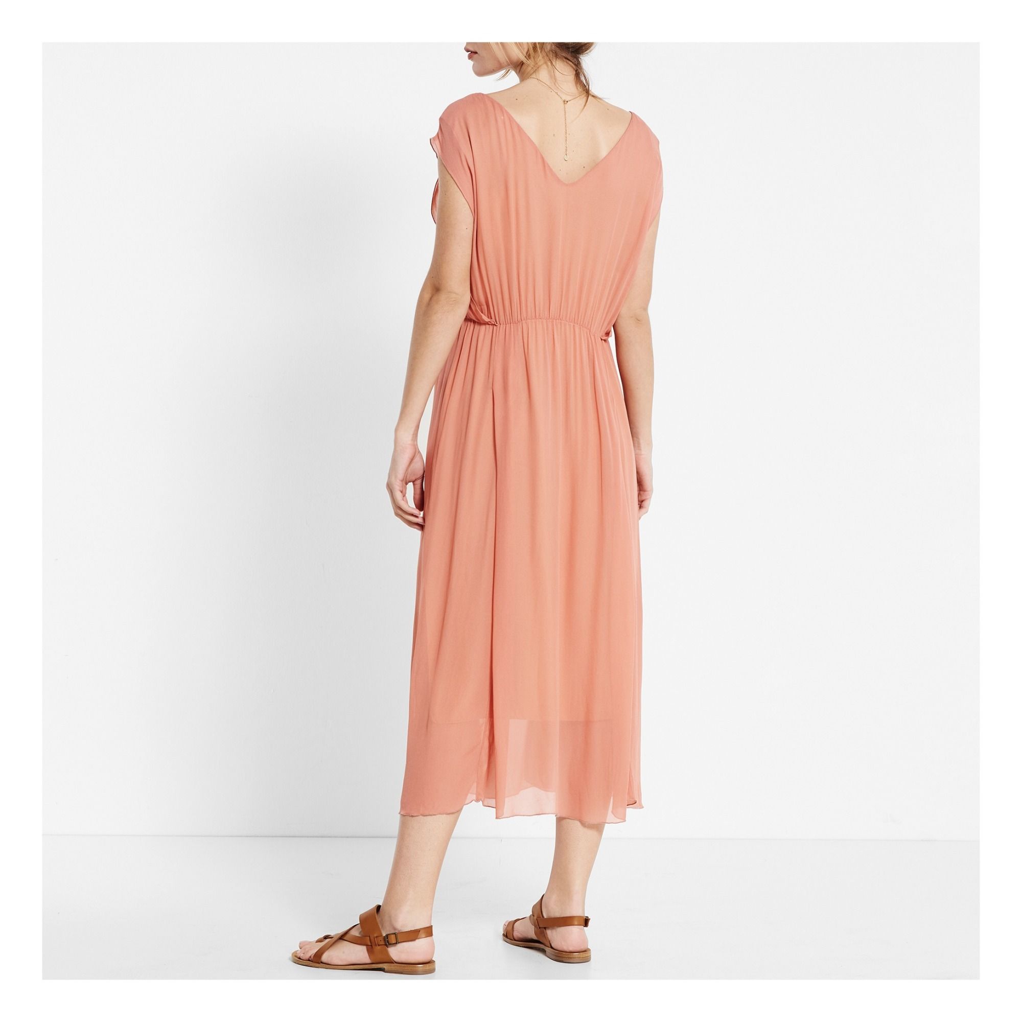 peach floaty dress