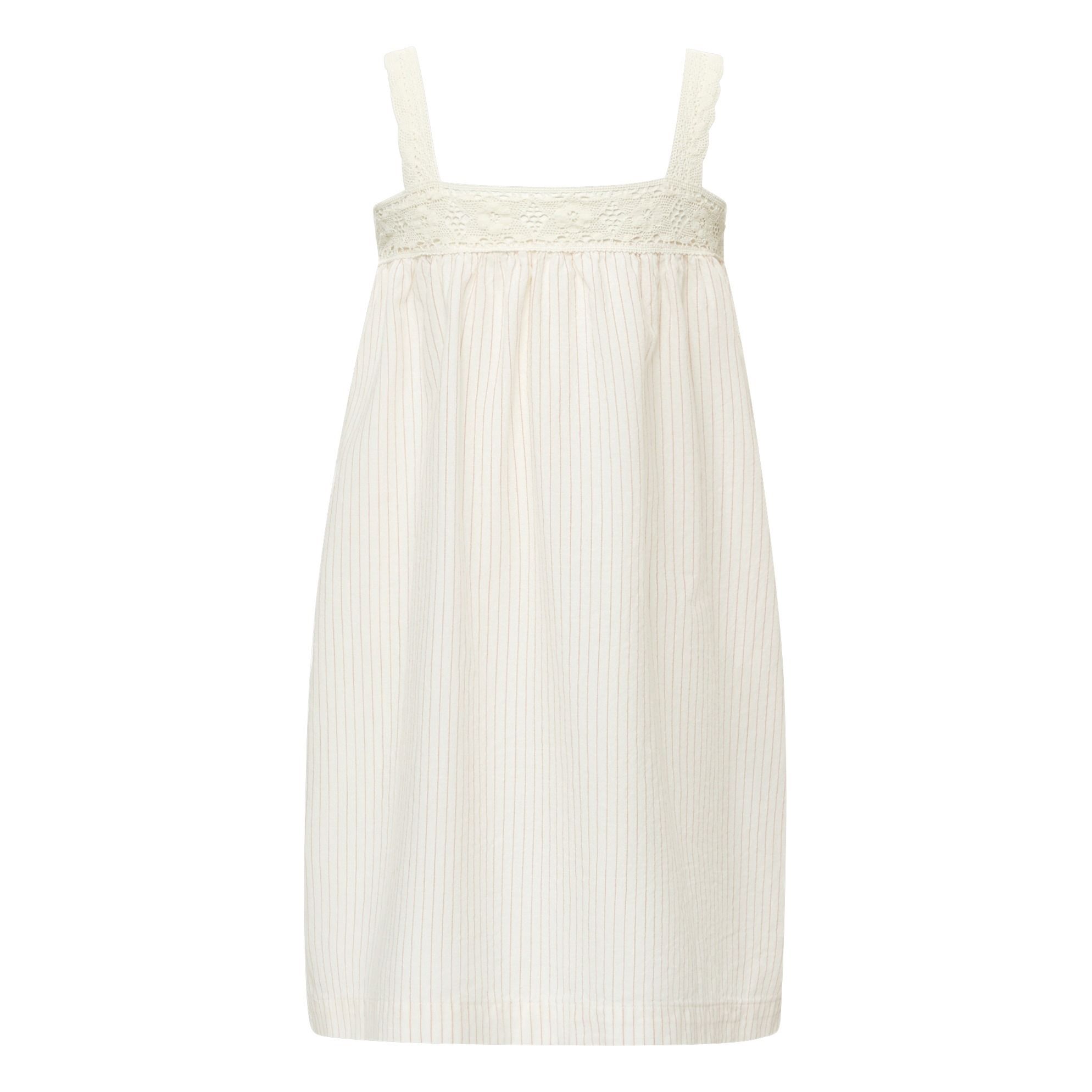 Babe & Tess - Robe Rayée Dentelle - Fille - Rose pâle