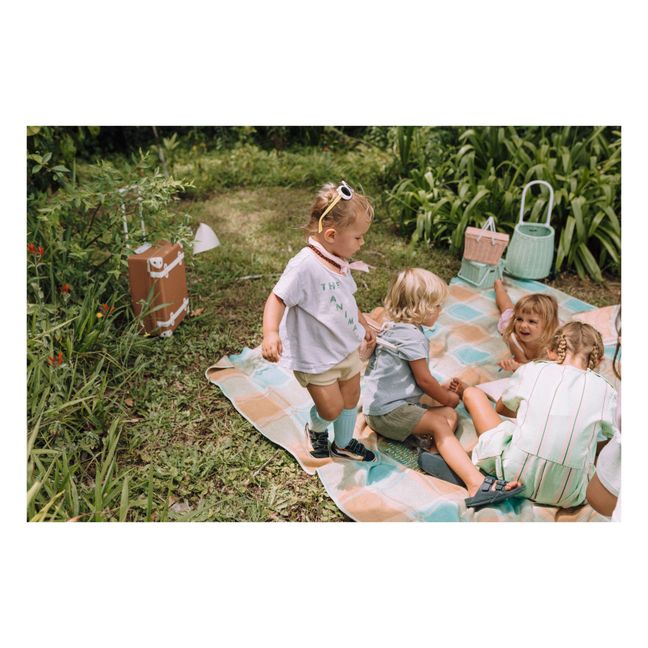 Cesta con ruedas infantil de mimbre Luggy | Verde Menta