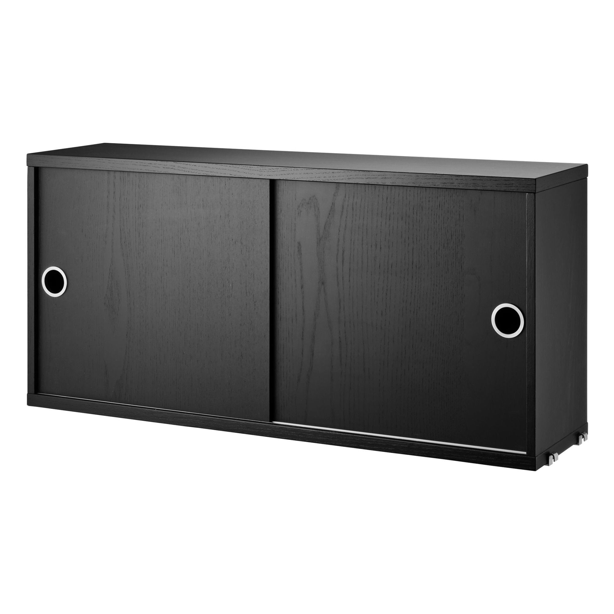 String Furniture - Cabinet portes coulissantes en frêne teinté 78x30 cm - Noir