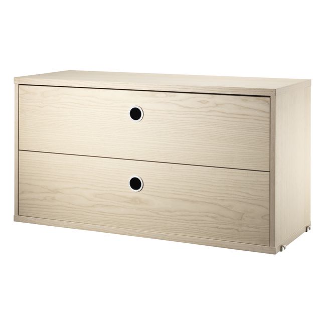 Chest of drawers in ash, 2 drawers, 78 x 30 cm