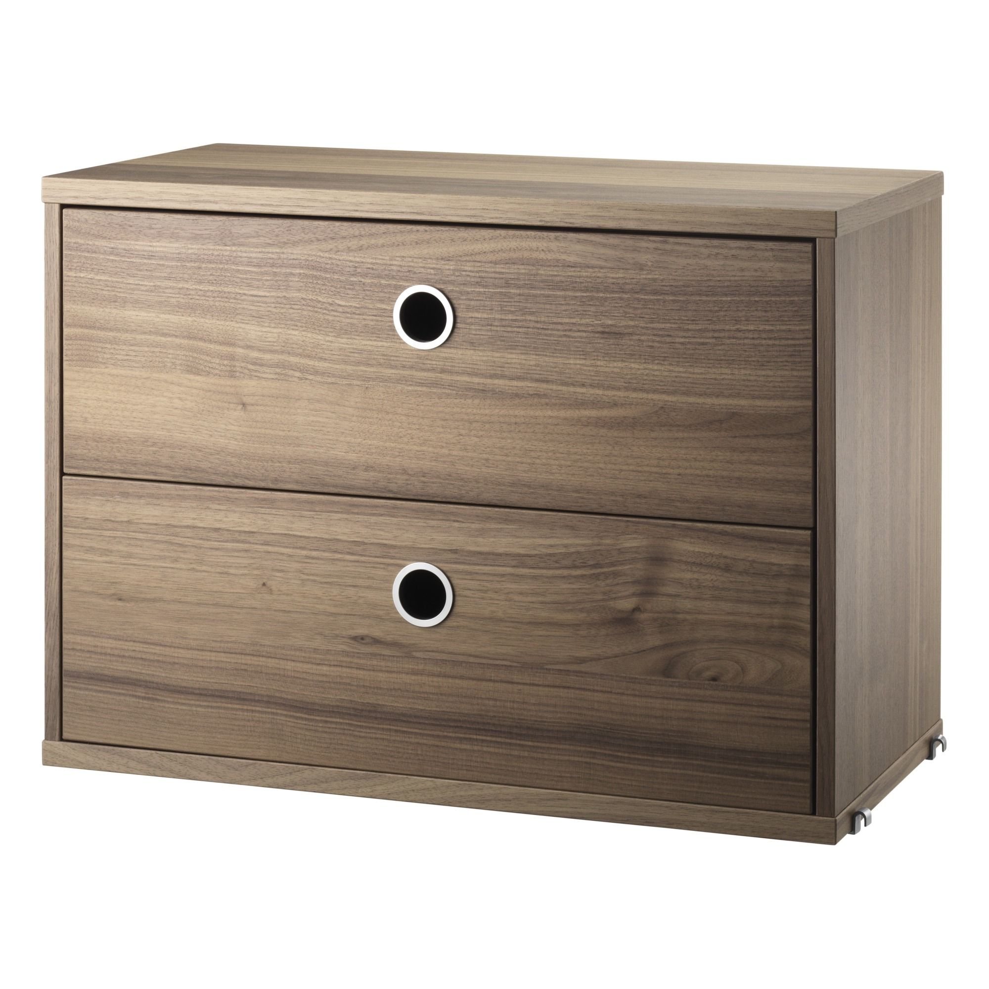 String Furniture - Coffre 2 tiroirs en noyer 58x30 cm - Noyer