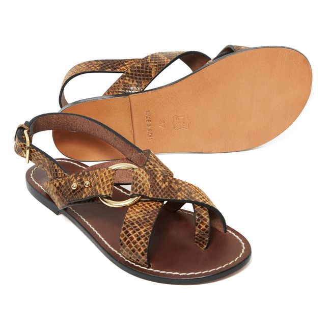 Sandalias Planas Florence Python | Marrón
