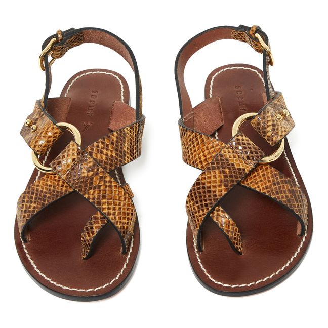 Sandalias Planas Florence Python | Marrón