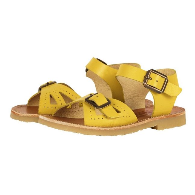 Pearl Leather Sandals Yellow