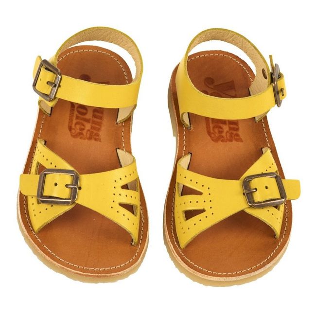Pearl Leather Sandals Yellow