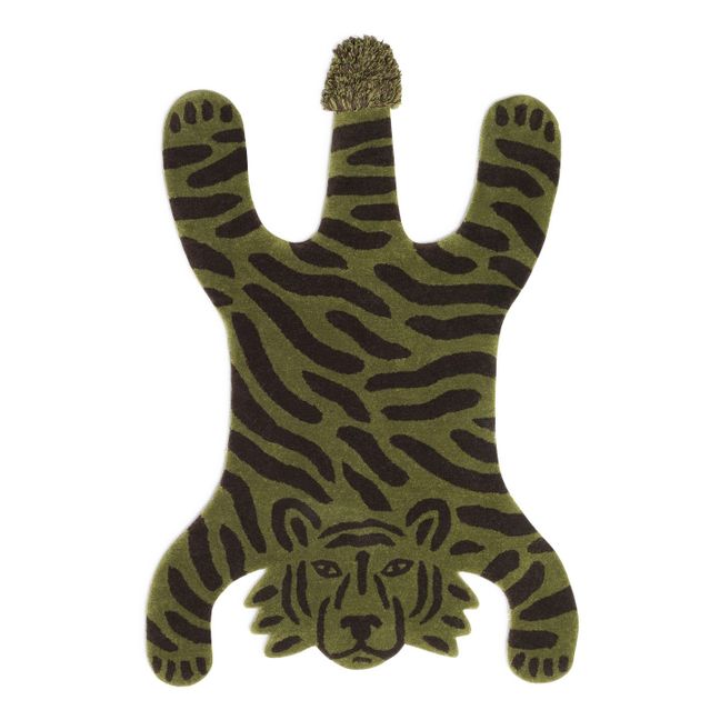 Tapis tufté Safari Tigre 160x120 cm | Vert kaki