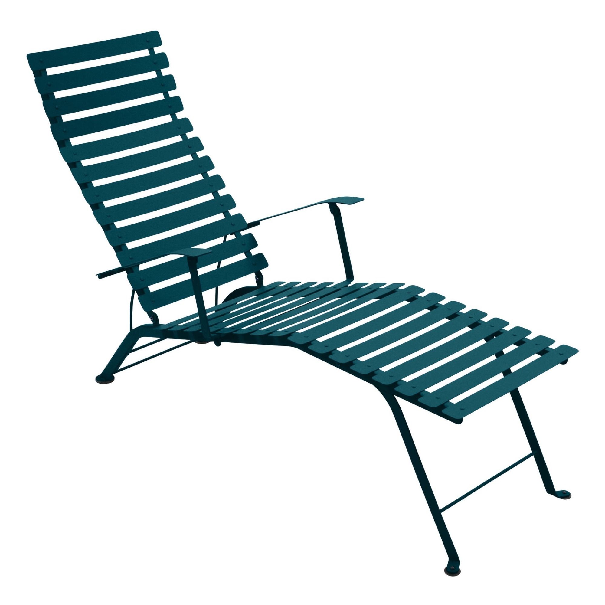 bistro reclining lawn chair in steel acapulco blue fermob design