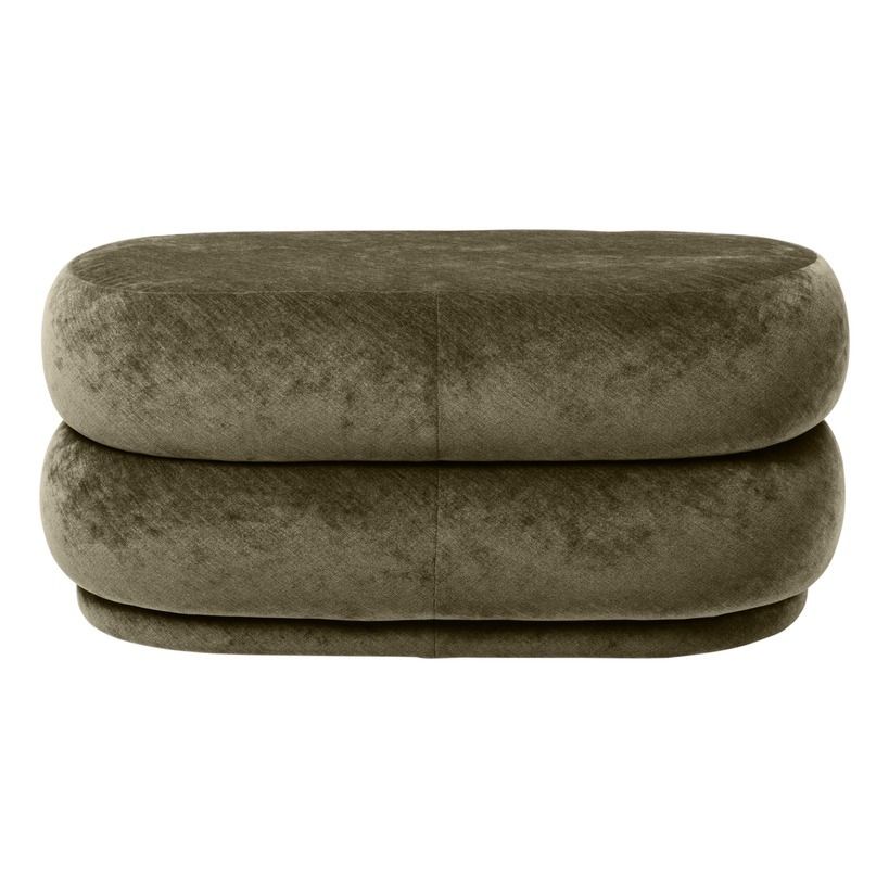 Ferm Living - Pouf en velours dévoré - Vert kaki