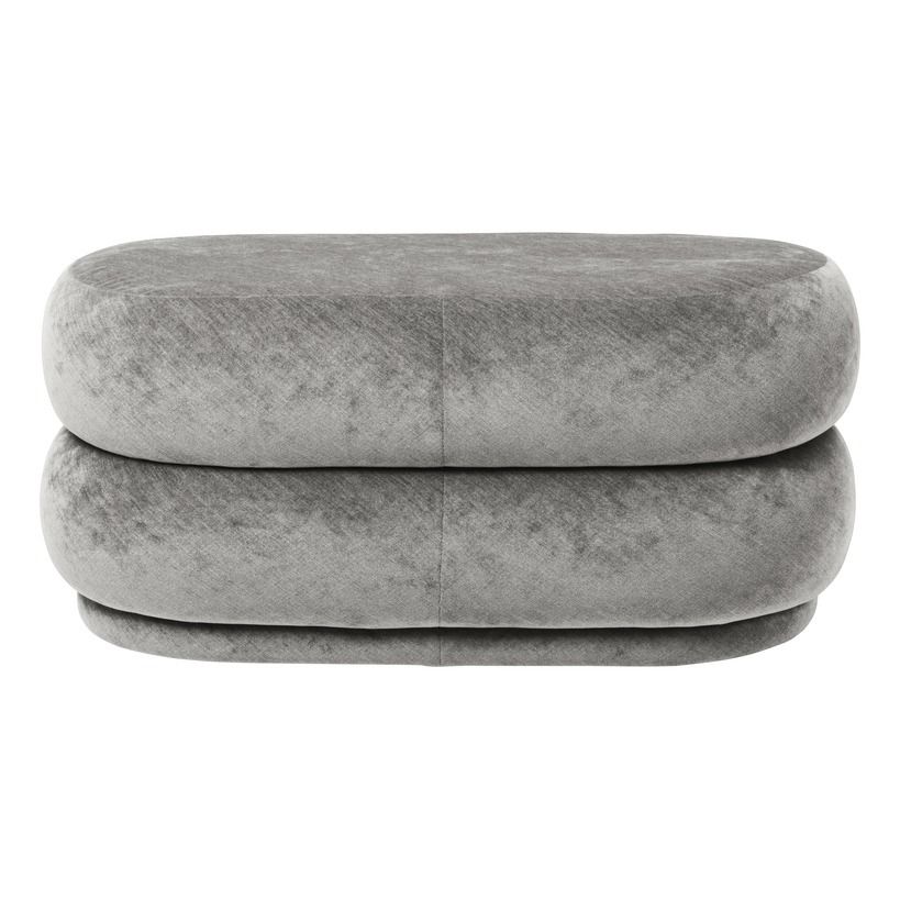 Crushed velvet pouffe Light grey Ferm Living Design Adult