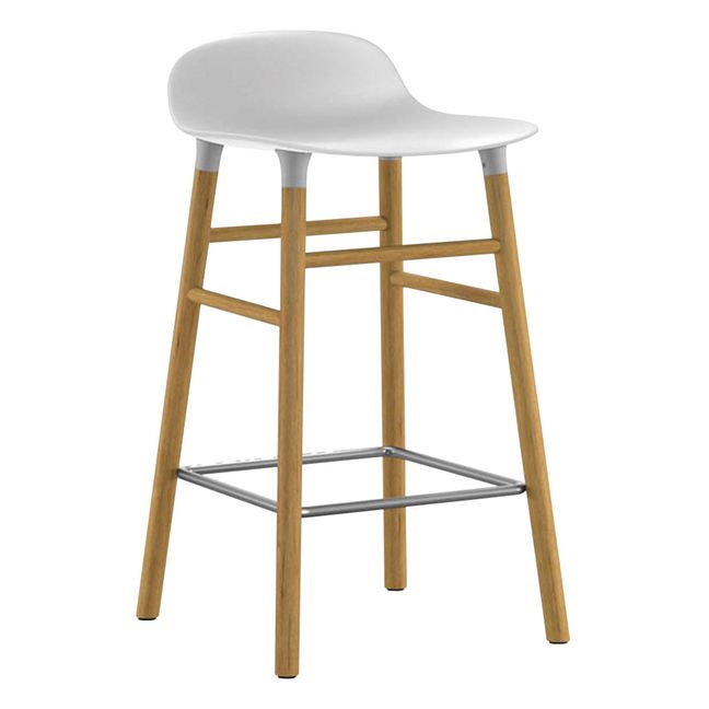 Hocker Form aus Eichenholz  | Weiß