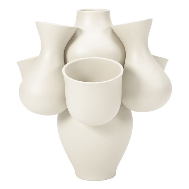Vaso in ceramica Qucha, Jean-Baptiste Fastrez Crema