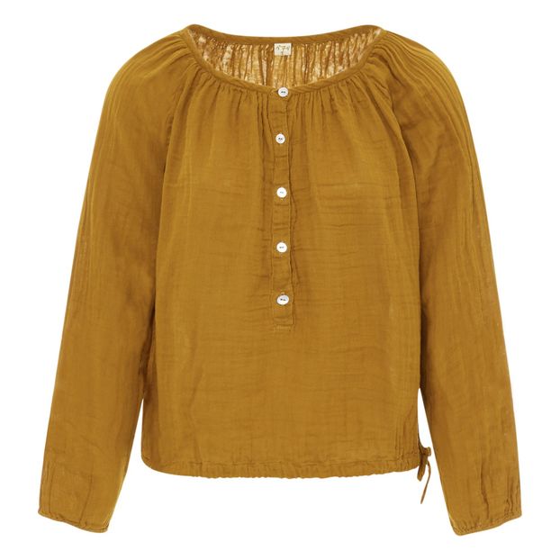 mustard yellow long sleeve blouse