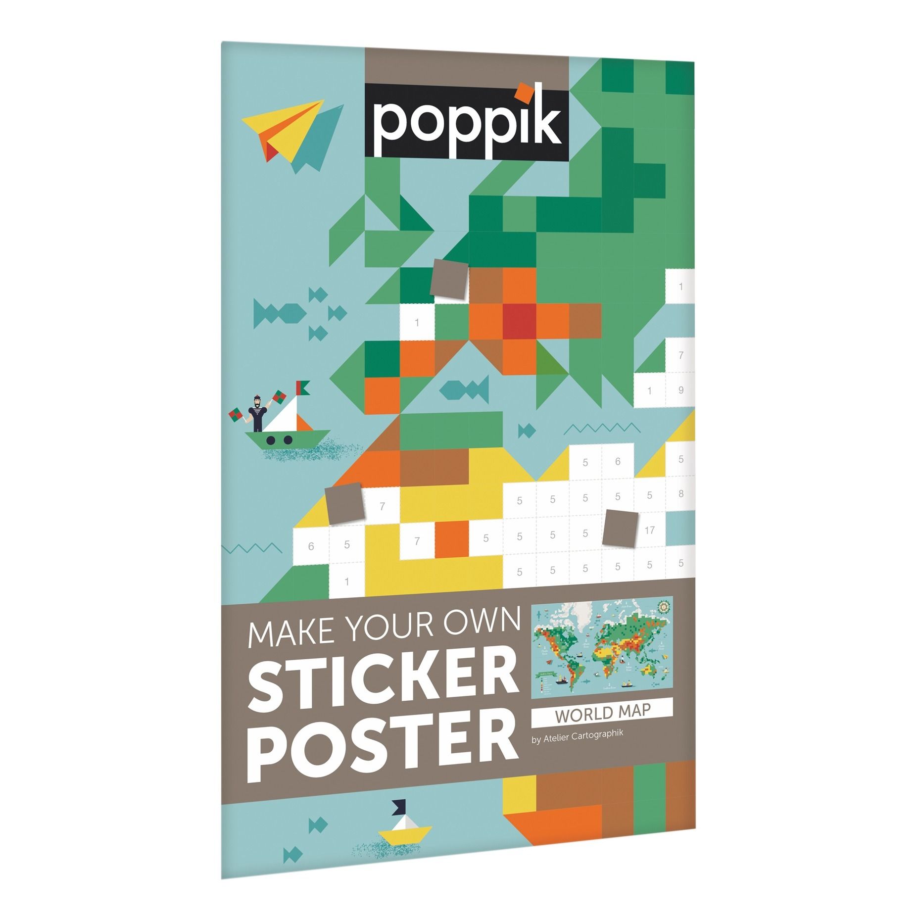 Poppik - Poster sticker Carte du monde - Multicolore
