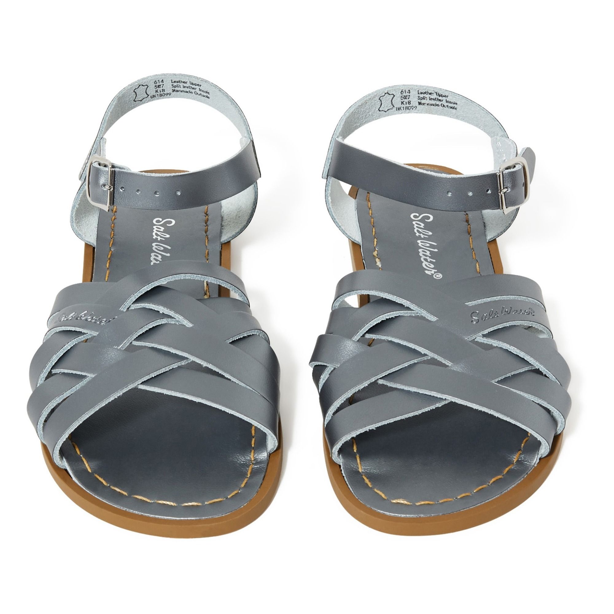 New Season Collection Ladies Saltwater Retro Sandals In Pewter Leather 