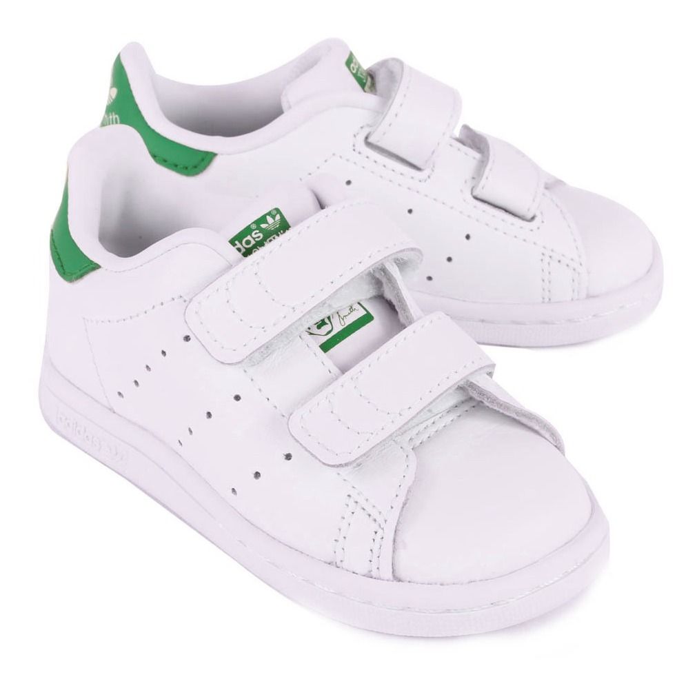 Two Strap Velcro Stan Smith Trainers Green Adidas Shoes Teen